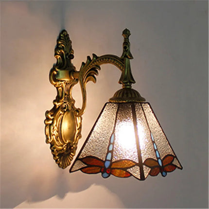 Applique murale décorative en verre avec fleurs turques et abat-jour baroque — LZ4X9T2