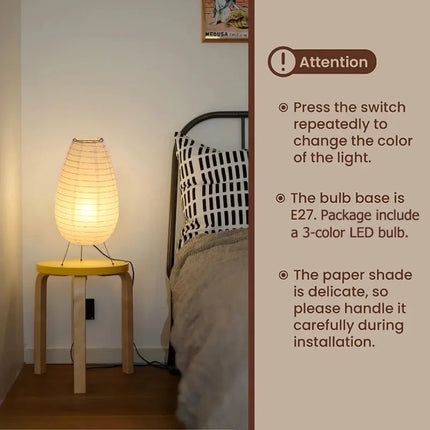 Lampe de chevet Wabi Sabi en papier de riz au design rétro — LZ4X9P2