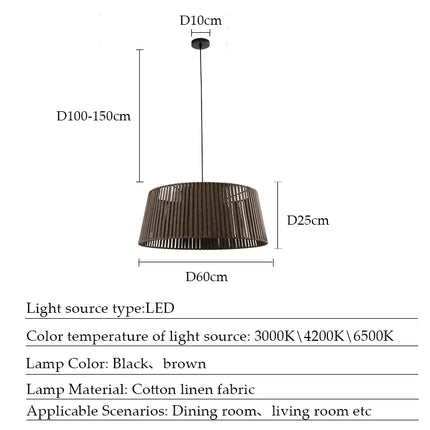 Lustre suspension en métal avec corde tissée style nordique — LZ4P9XQ
