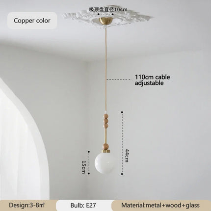 Suspension vintage en verre et bois avec éclairage LED — LZ4X9T
