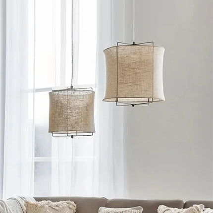 Suspension artisanale en coton et lin style wabi sabi pour hôtels et restaurants — LZ4X9T2