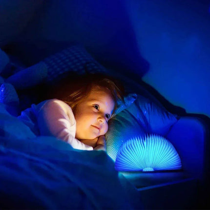Lampe de table pliable 3D LED RGB USB en bois style livre pour enfant — LZ4X9P2