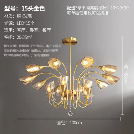 Lustre moderne en cristal et cuivre pour éclairage intérieur — LZ4X9M