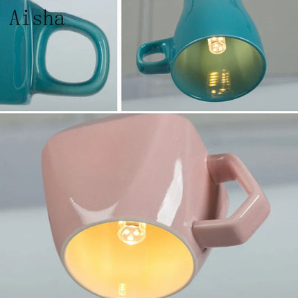 Suspension décorative en céramique avec motif tasse de thé et théière — LZ4P9XJ2