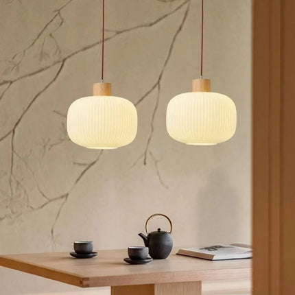 Suspension en verre avec décor en bois style nordique — LZ4X9P