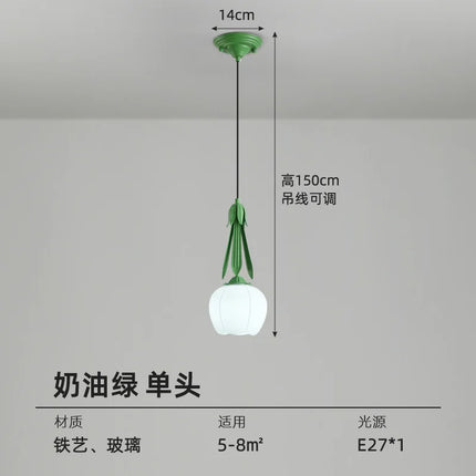 Lustre Art déco en verre avec suspension et abat-jour floral — LZ4X9P