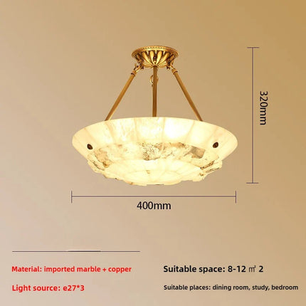 Lustre suspension minimaliste en cuivre et marbre design moderne — LZ4X9P2
