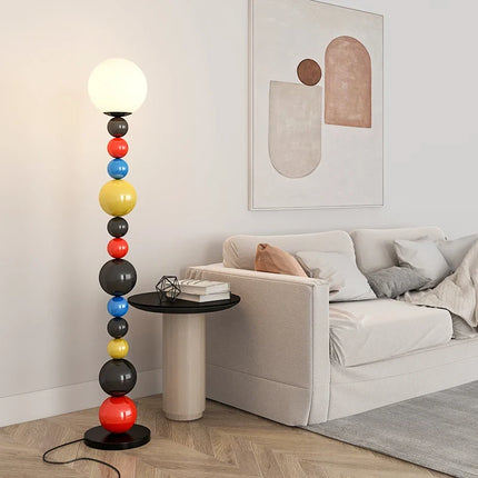 Lampadaire moderne avec perles colorées et abat-jour en verre — LZ4X9T