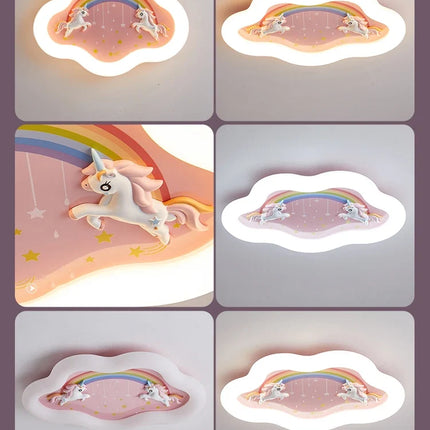 Lustre nuage avec arc-en-ciel et cheval pour chambre d’enfant — LZ4P9XQ