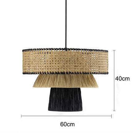 Lustre suspension rotin artisanal style japonais créatif — LZ4X9T
