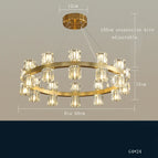 Diamètre B 80 cm / Cadre doré / Lumière chaude