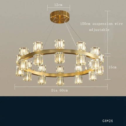 lustre led en cuivre et cristal design moderne luxueux