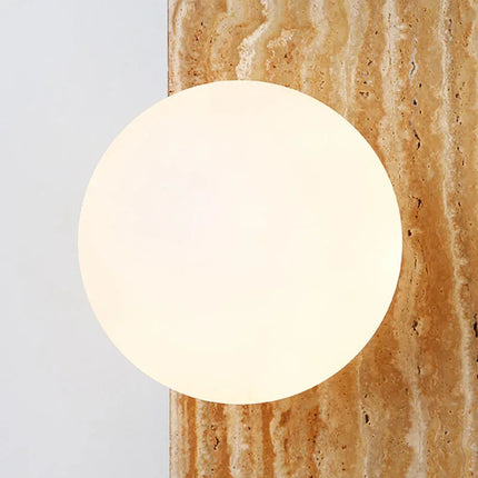 Applique murale en pierre naturelle avec verre blanc demi-cercle — LZ4X9P2