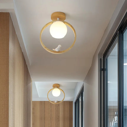 Plafonnier LED en bois nordique avec 3 températures de couleur pour couloir et entrée — LZ4P9XQ