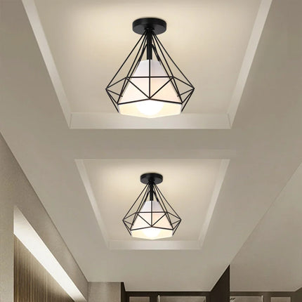 Plafonnier LED style industriel avec cage en métal vintage — LZ4T9Q2N