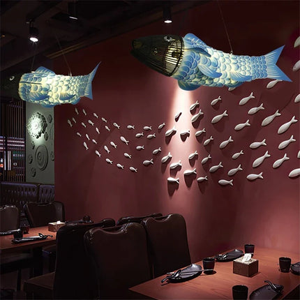 Suspension en bois design poisson style chinois pour restaurant — LZ4X9M