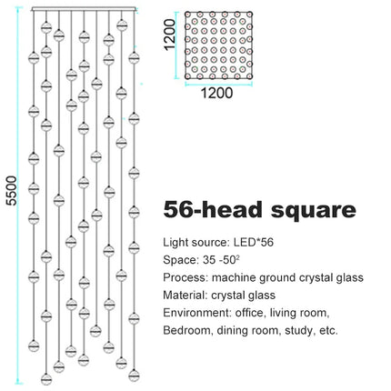 lustre en cristal moderne avec boule tournante led suspendue