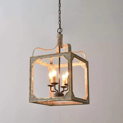 Lustre rétro en bois massif style campagne franco-américain — LZ4X7Q2