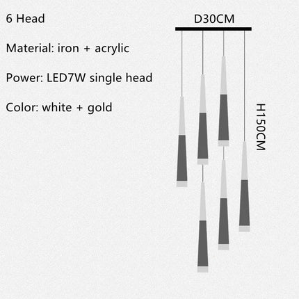 Lustre LED minimaliste moderne pour escalier de duplex ou loft — LZ4X9P2