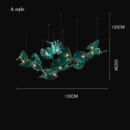 Lustre suspendu artistique à feuilles de verre LED pour hôtel — LZ4T9X