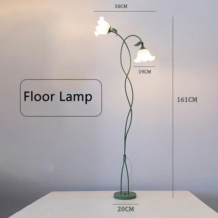 Lampadaire vintage pastoral avec appliques en verre — LZ4X9M