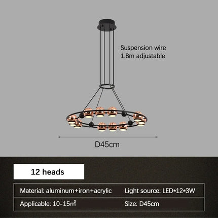 lustre led moderne en forme de haricot pour salon luxueux