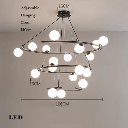 Lustre créatif en fer et verre pour décoration intérieure tendance — LZ4X9T