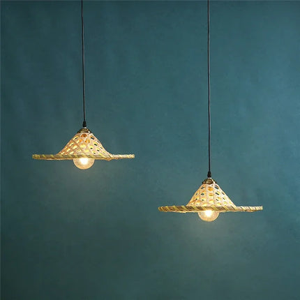 Lustre LED artisanal en bambou naturel style chinois — LZ4X9P