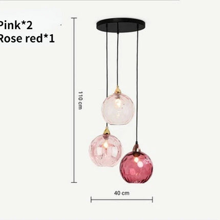 Lustre boule de verre coloré nordique lampes suspendues moderne Grain d'eau Restaurant cuisine luminaire suspendu chambre lampe de chevet