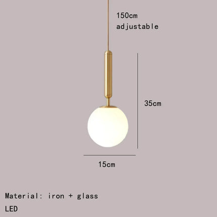suspension moderne en verre avec ampoule en métal doré réglable