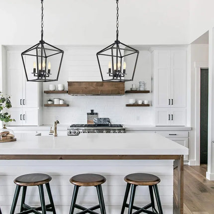 Lustre suspension rétro minimaliste noir pour cuisine et chambre — LZ4X9M