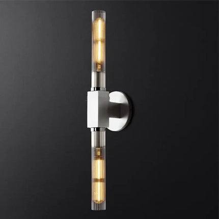 Applique murale rétro double tête en verre rayé minimaliste — LZ4X7Q