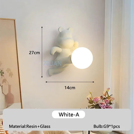 Applique murale enfant en résine et verre motif ours — LZ4J9XQ