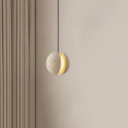 Lustre suspension en pierre de lune style wabi-sabi chaleureux — LZ4X9TQ