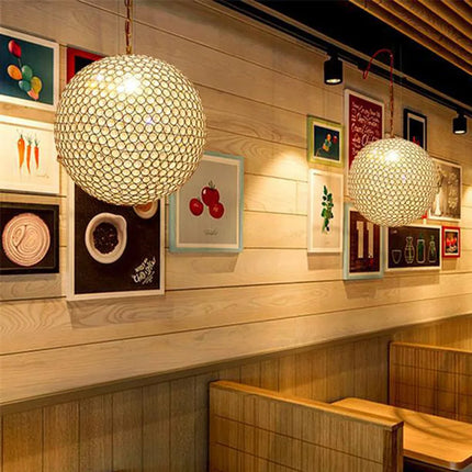 lustre moderne en cristal boule ronde avec éclairage led