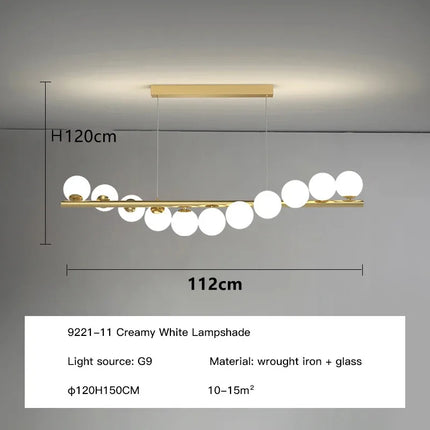 Lustre suspension nordique longue boule en verre doré pour bar — LZ4X9M