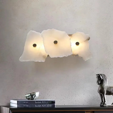 Applique murale moderne en laiton LED longue lampe en marbre naturel 	 de luxe éclairage applique chambre salon salle à manger couloir lumière