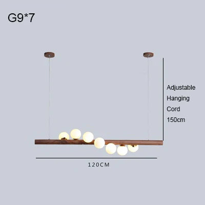 Lustre moderne en bois de noyer et verre pour intérieur élégant — LZ4X9T2