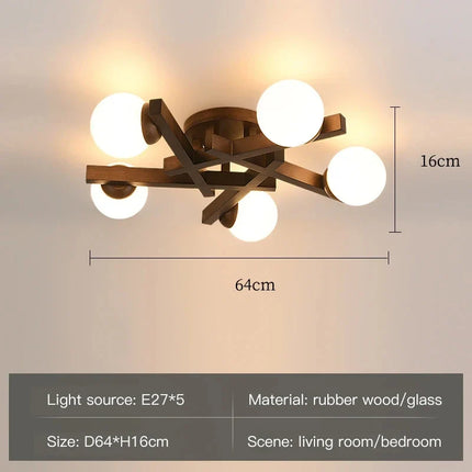 Lustre en bois au design nordique lumineux pour intérieur — LZ4P9XJ