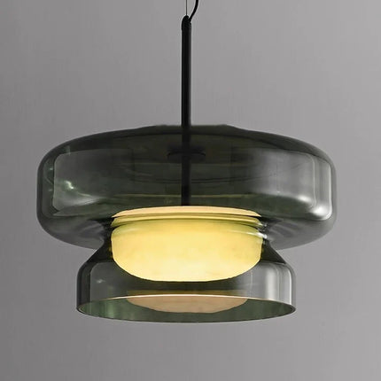 Suspension en verre vert moderne