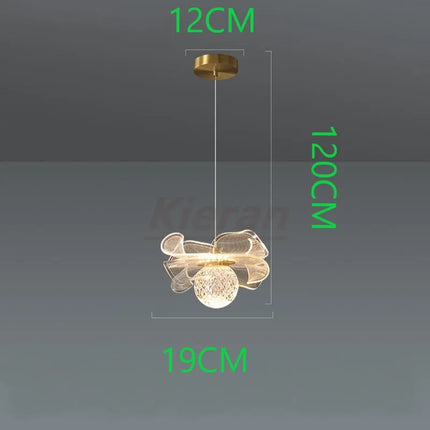 Suspension moderne dorée avec fleur en verre — LZ4X9T2