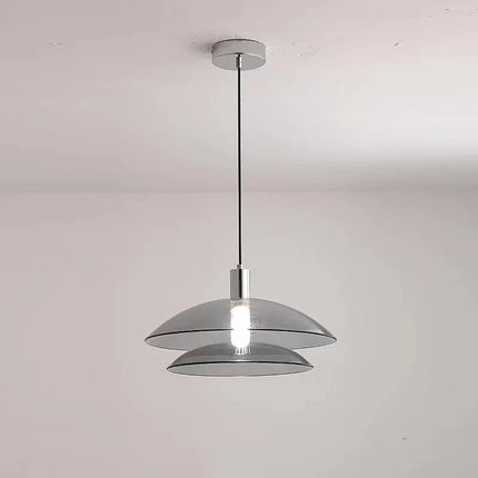 Suspension moderne en verre double couche et métal chromé — LZ3F9XQ