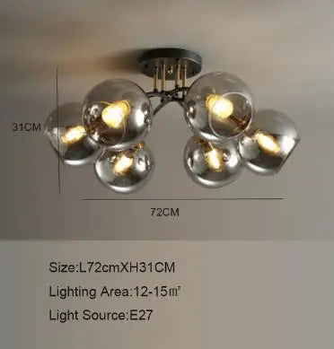 Plafonnier industriel en verre fumé pour décoration moderne — LZ4X9T