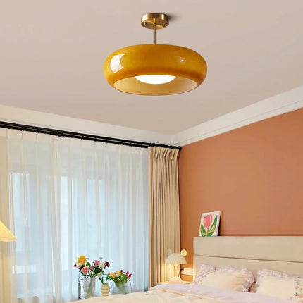 Plafonnier LED moderne style nordique cuivre et verre pour salon — LZ4X9T1