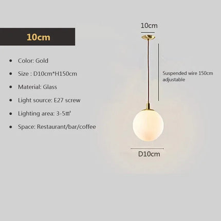 Suspension boule ronde en verre nordique 8-50 cm pour salon et café — LZ4X9P2