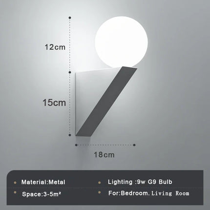 applique murale moderne en verre pour intérieur avec éclairage led