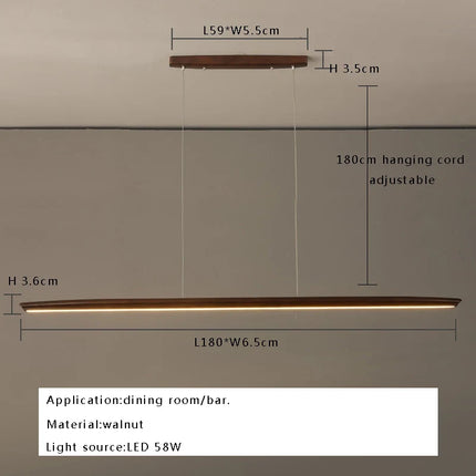 Suspension LED moderne en bois massif allongé — LZ4X9P2