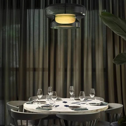 Suspension en verre vert moderne