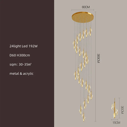 Lustre LED moderne en acrylique pour escaliers en colimaçon — LZ4X9P2