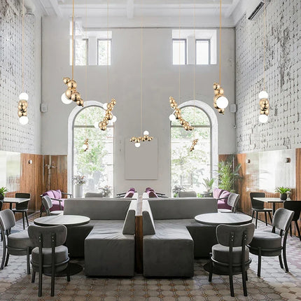 Lustre LED suspension design moléculaire tendance 2024 — LZ4X7Q9